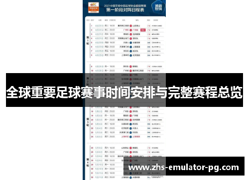 全球重要足球赛事时间安排与完整赛程总览